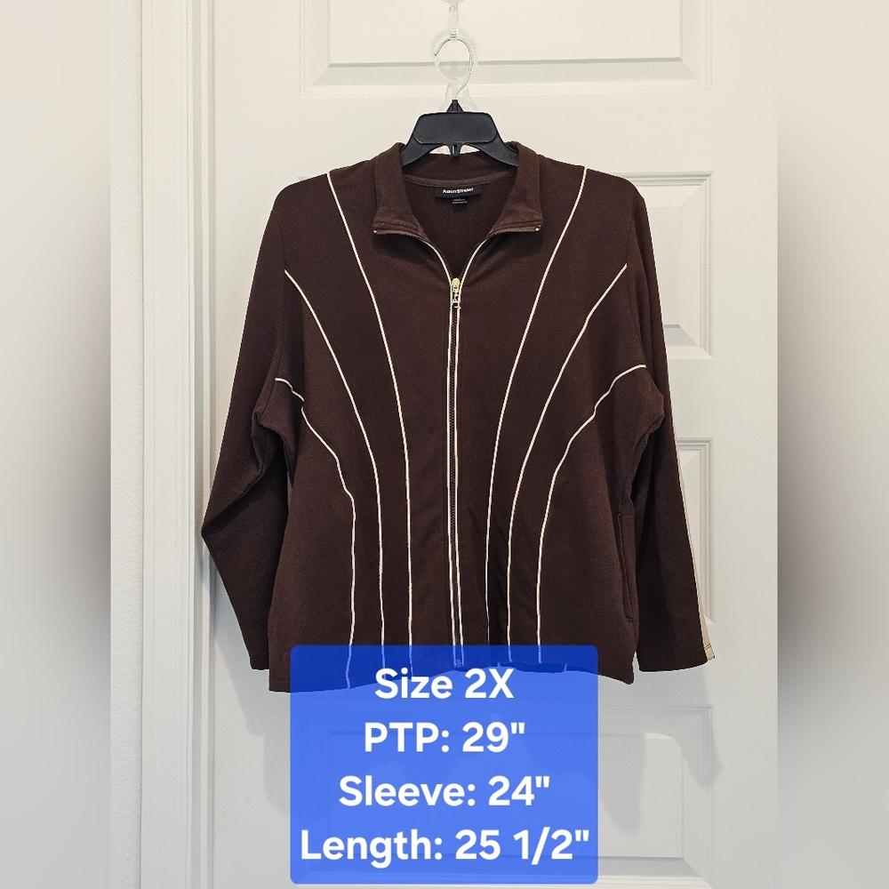 Ashley Stewart Full  Zip Jacket with Gold Accents, GUC, Size 2X
